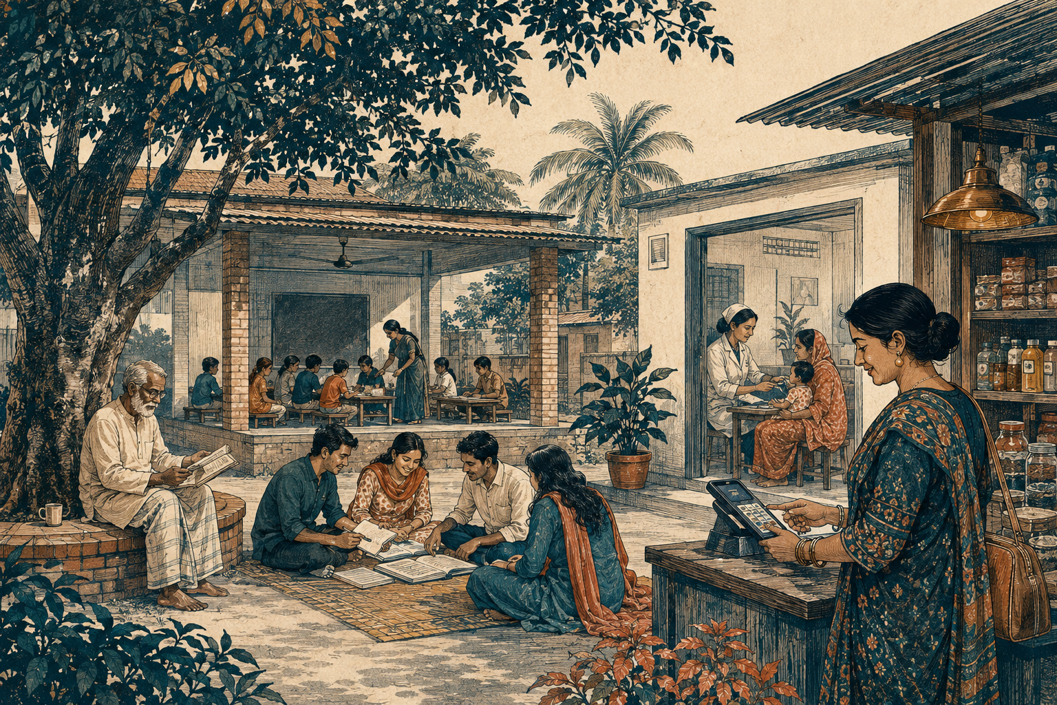 Health, learning and household livelihoods meet in everyday community life.