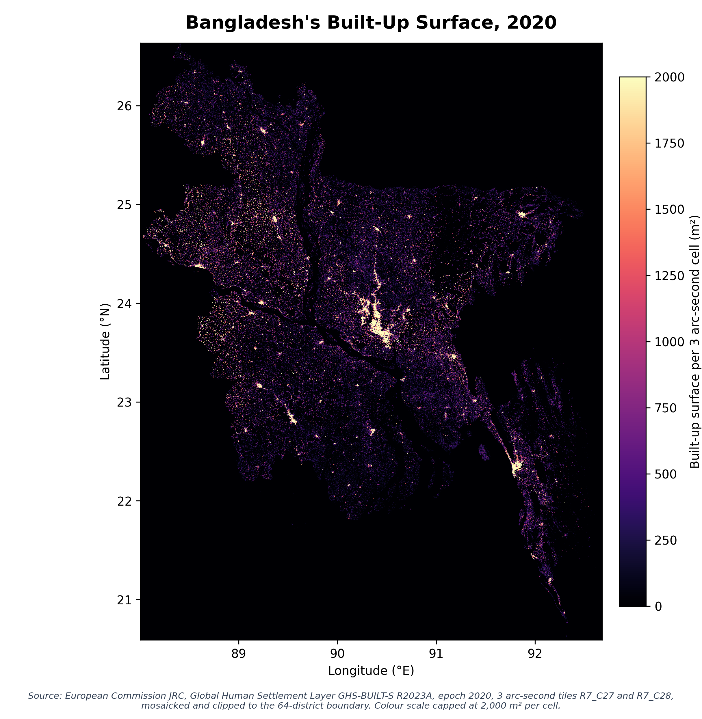 Bangladesh's Built-Up Surface, 2020